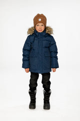 Deux par Deux Winter Jacket With Faux-Fur Hood Dark Blue