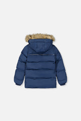 Winter Jacket With Faux-Fur Hood Dark Blue-1