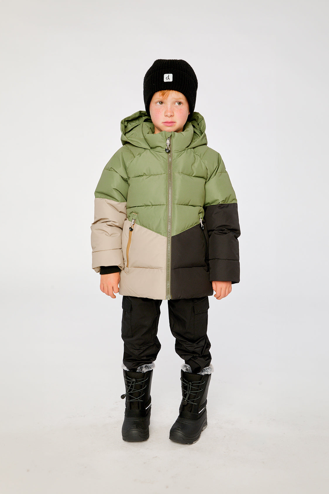 Deux par Deux Color-Block Winter Jacket Olive Green
