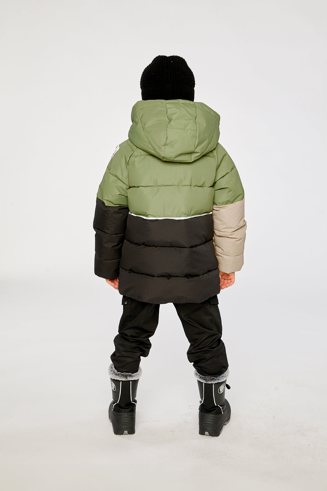 Deux par Deux Color-Block Winter Jacket Olive Green