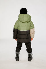 Deux par Deux Color-Block Winter Jacket Olive Green