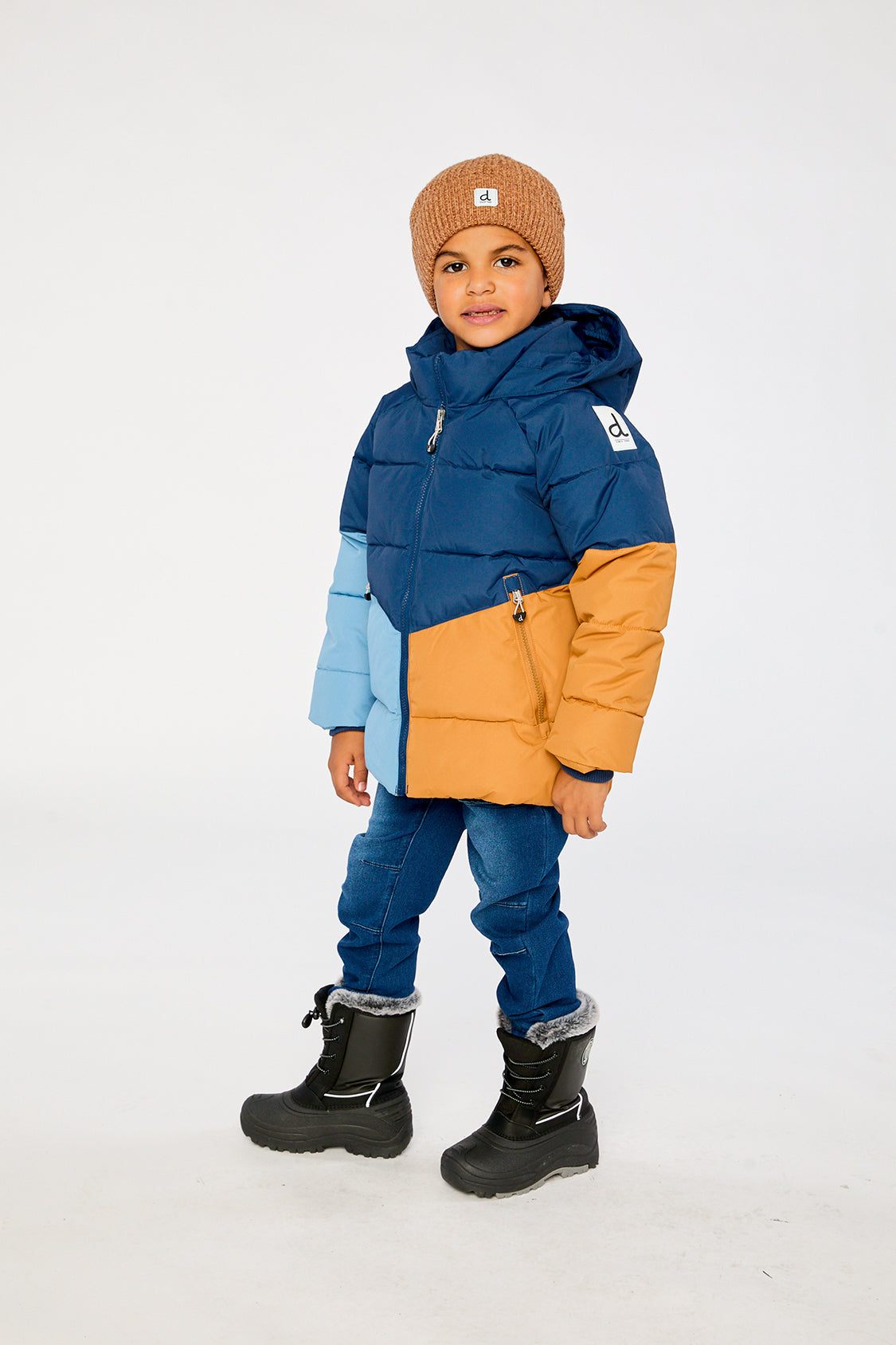 Deux par Deux Color-Block Winter Jacket Dark Blue