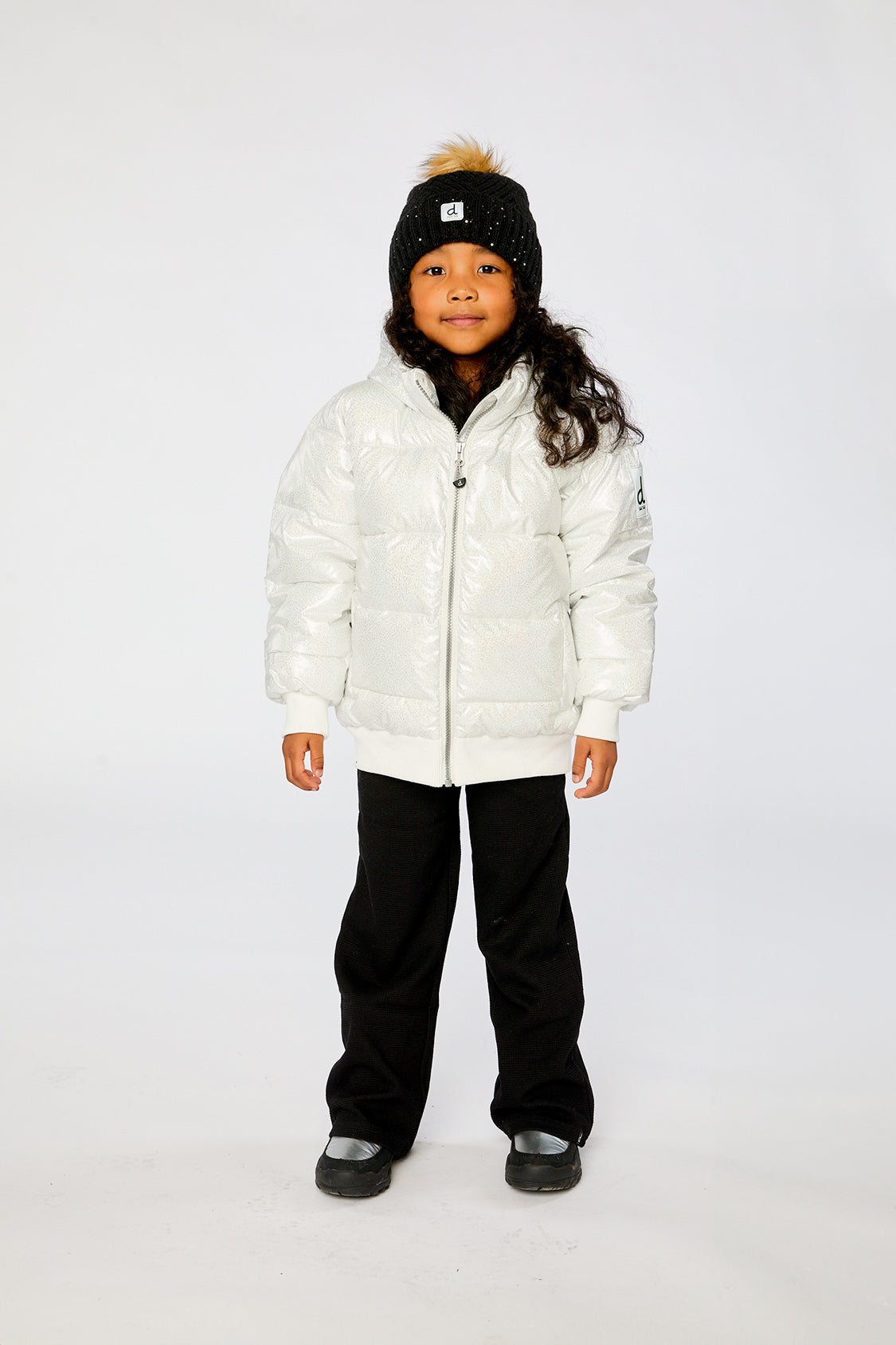 Deux par Deux Winter Puffy Jacket White Glitter