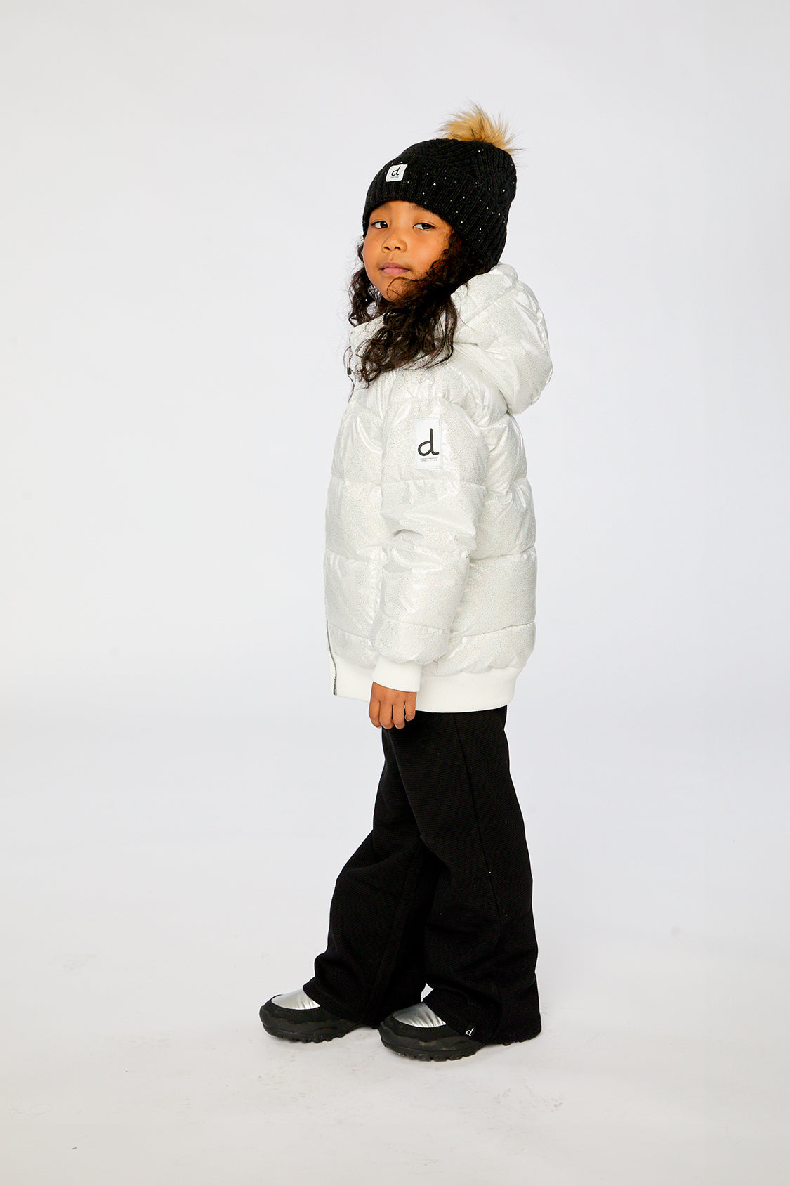 Deux par Deux Winter Puffy Jacket White Glitter