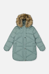 Long Winter Puffer Coat Sage Green-0