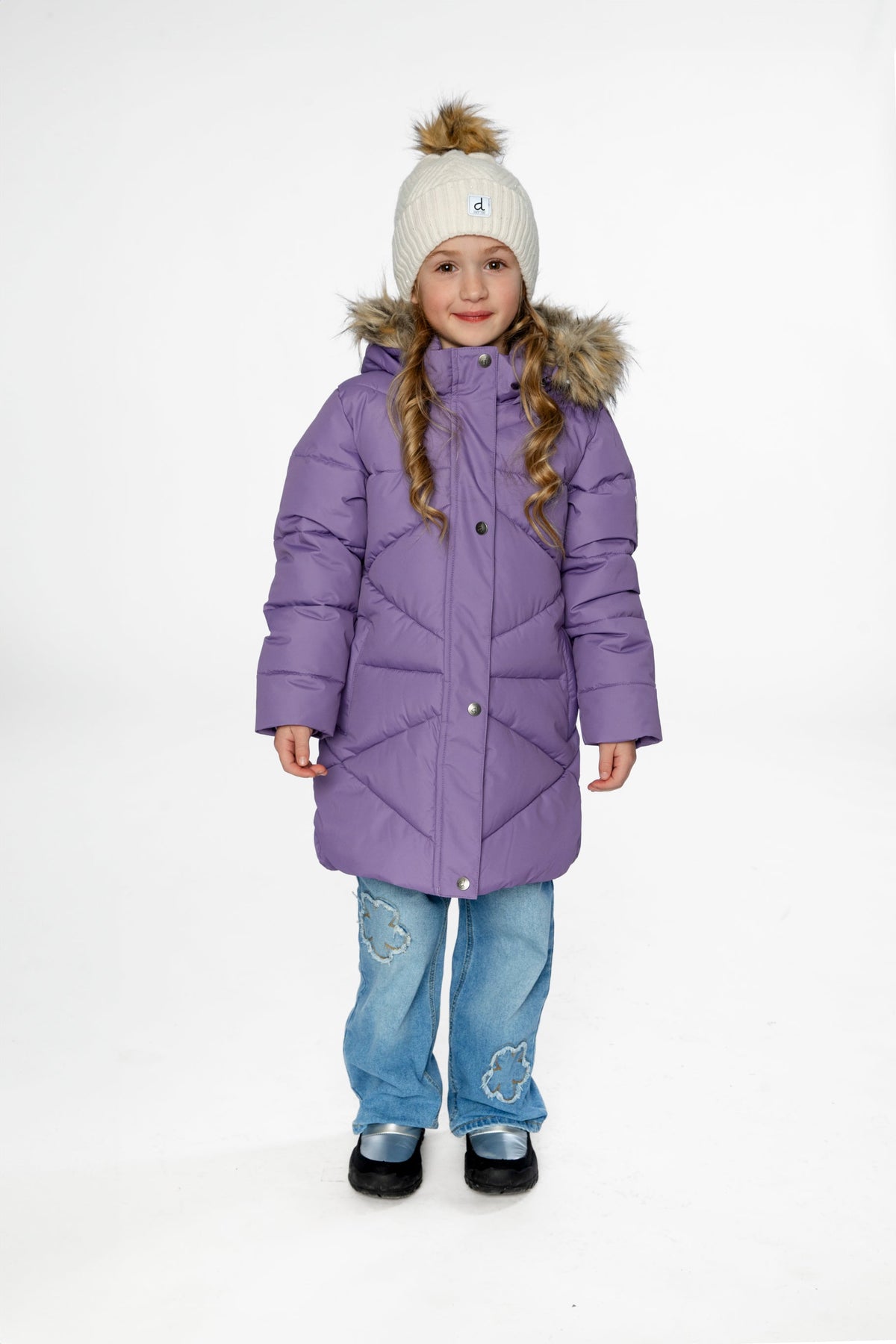 Deux par Deux Long Winter Puffer Coat Violet