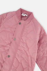 Deux par Deux girls' quilted raglan sleeve jacket in mauve pink, view 6