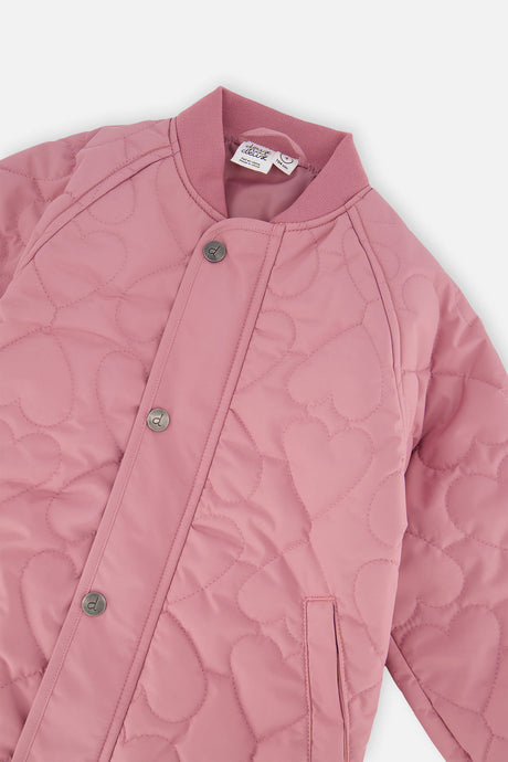 Deux par Deux girls' quilted raglan sleeve jacket in mauve pink, view 6
