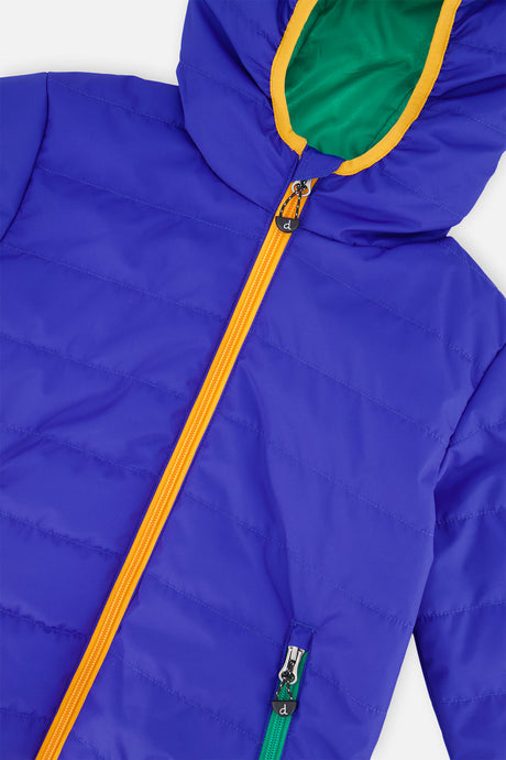 Deux par Deux boys' quilted mid-season jacket in royal blue, view 6