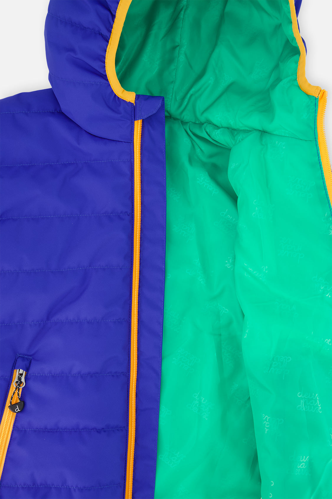 Deux par Deux boys' quilted mid-season jacket in royal blue, view 7