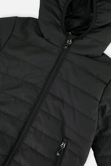 Deux par Deux insulating quilted mid-season jacket in black, view 6
