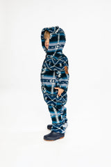 Baby Mid-Season Plush One-Piece Outerwear Aztec Blue-2