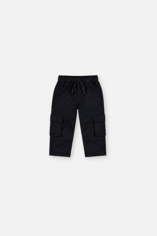 Baby Twill Pants With Cargo Pockets Dark Blue-0