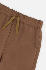 Deux par Deux boys' twill pants with cargo pockets in neutral brown, view 6
