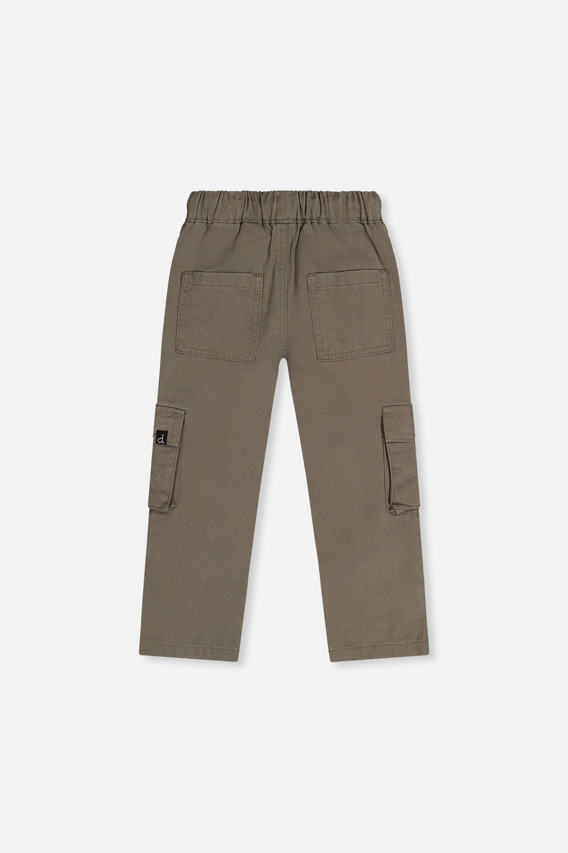Deux par Deux boys' twill pants with cargo pockets in grey, back view