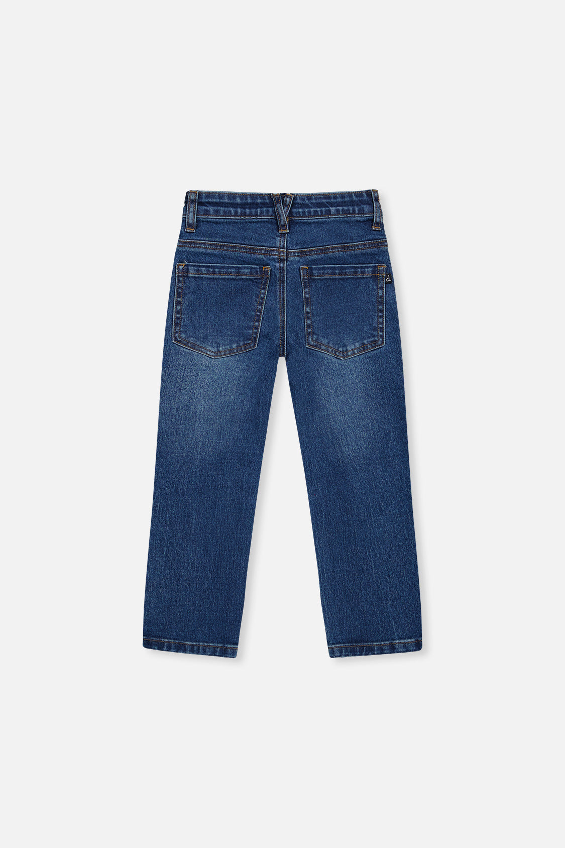 Deux par Deux boys' stretch jeans in navy blue denim, back view