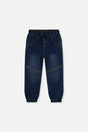 French Terry Denim Jogger Pants Navy Blue-0