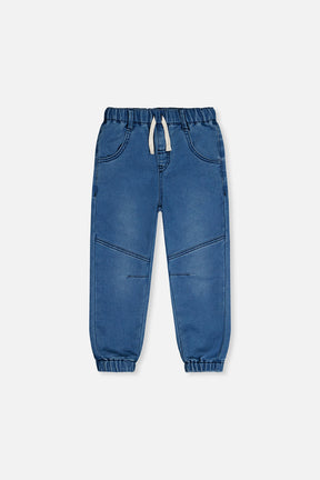 French Terry Denim Jogger Pants Light Blue-0