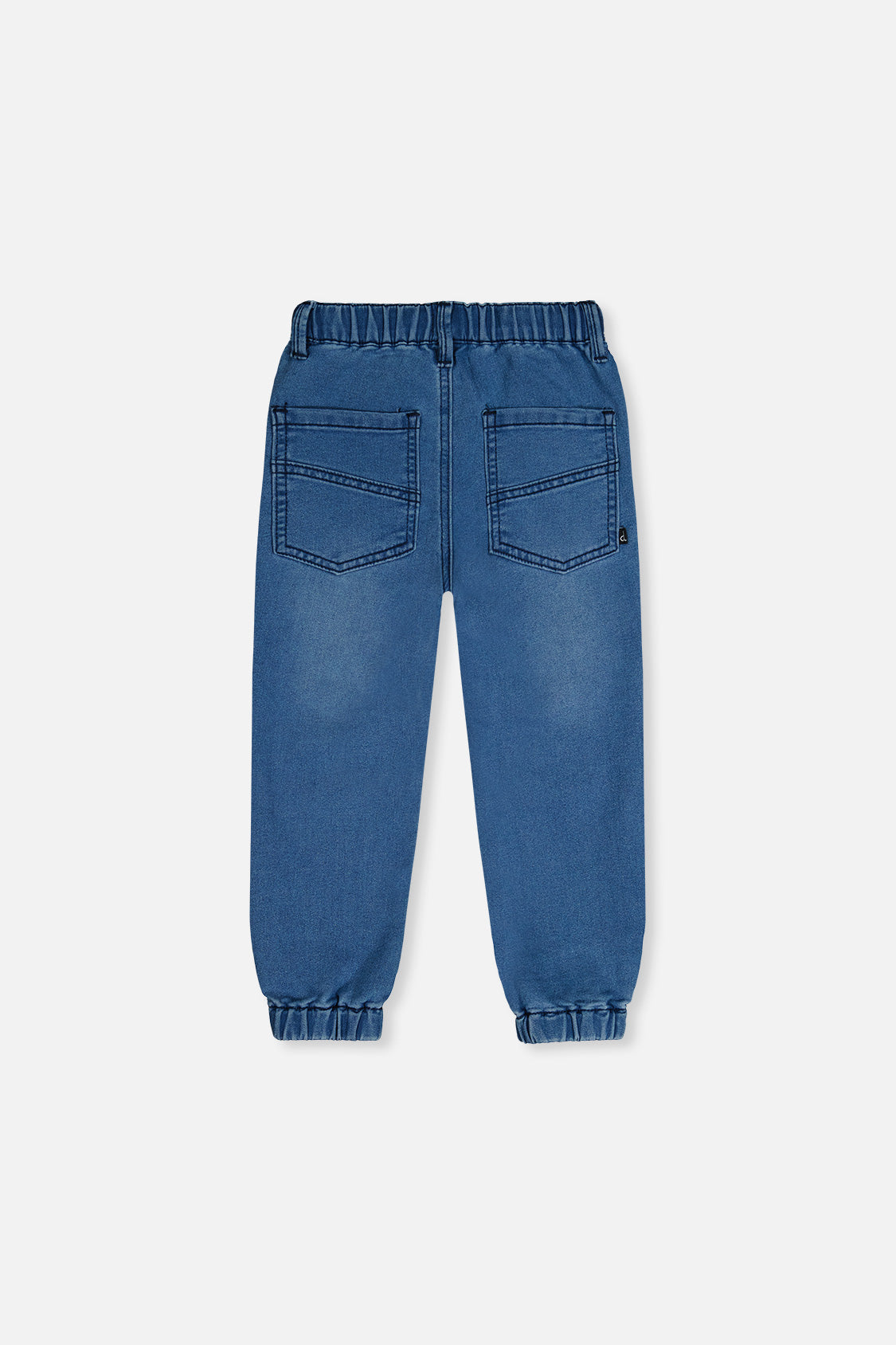 Deux par Deux boys' light blue denim-look joggers, back view