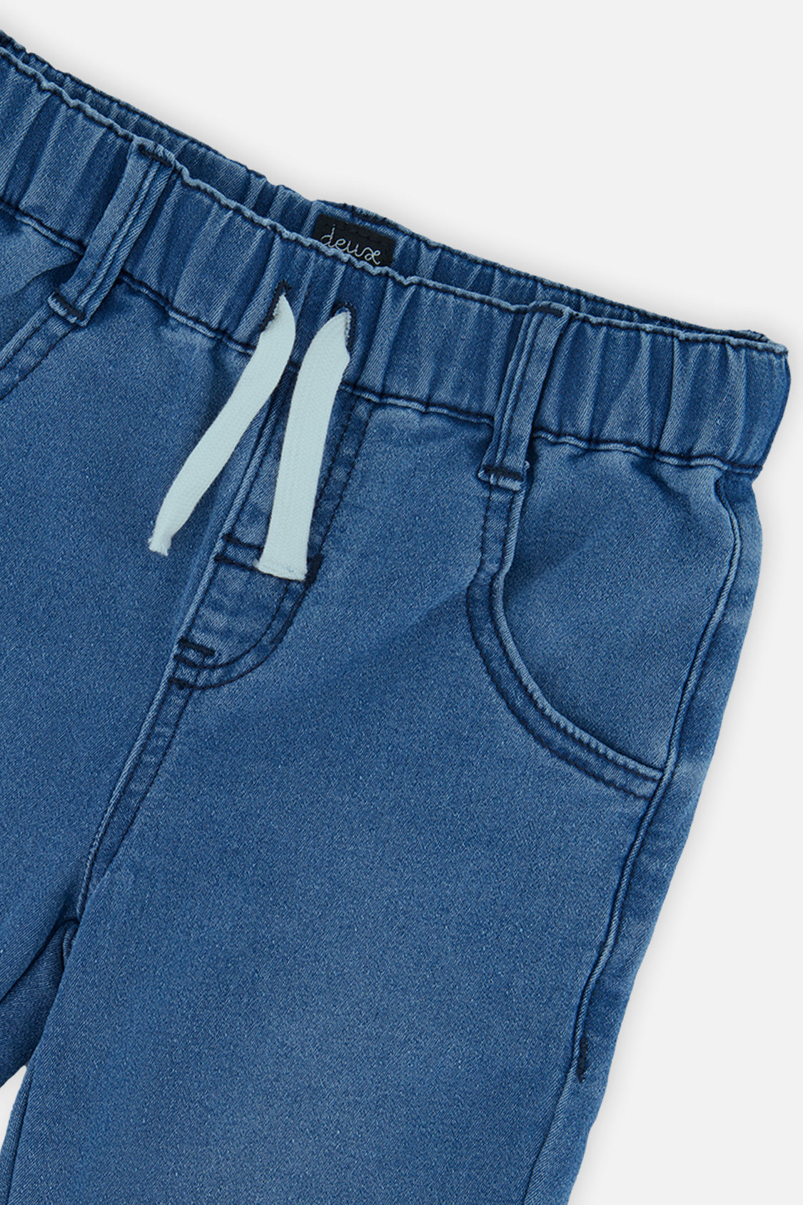 Deux par Deux boys' light blue denim-look joggers, alternate product view