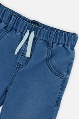 Deux par Deux boys' light blue denim-look joggers, alternate product view
