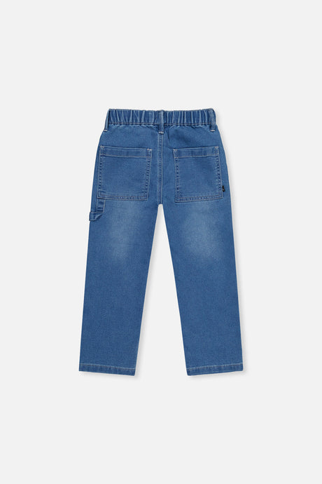 Deux par Deux boys' French terry cargo pants in light blue, back view