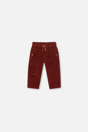 Baby Stretch Corduroy Pants With Cargo Pocket Reddish-Brown-0