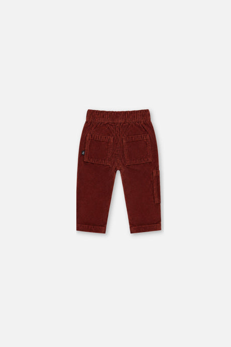Baby Stretch Corduroy Pants With Cargo Pocket Reddish-Brown-1