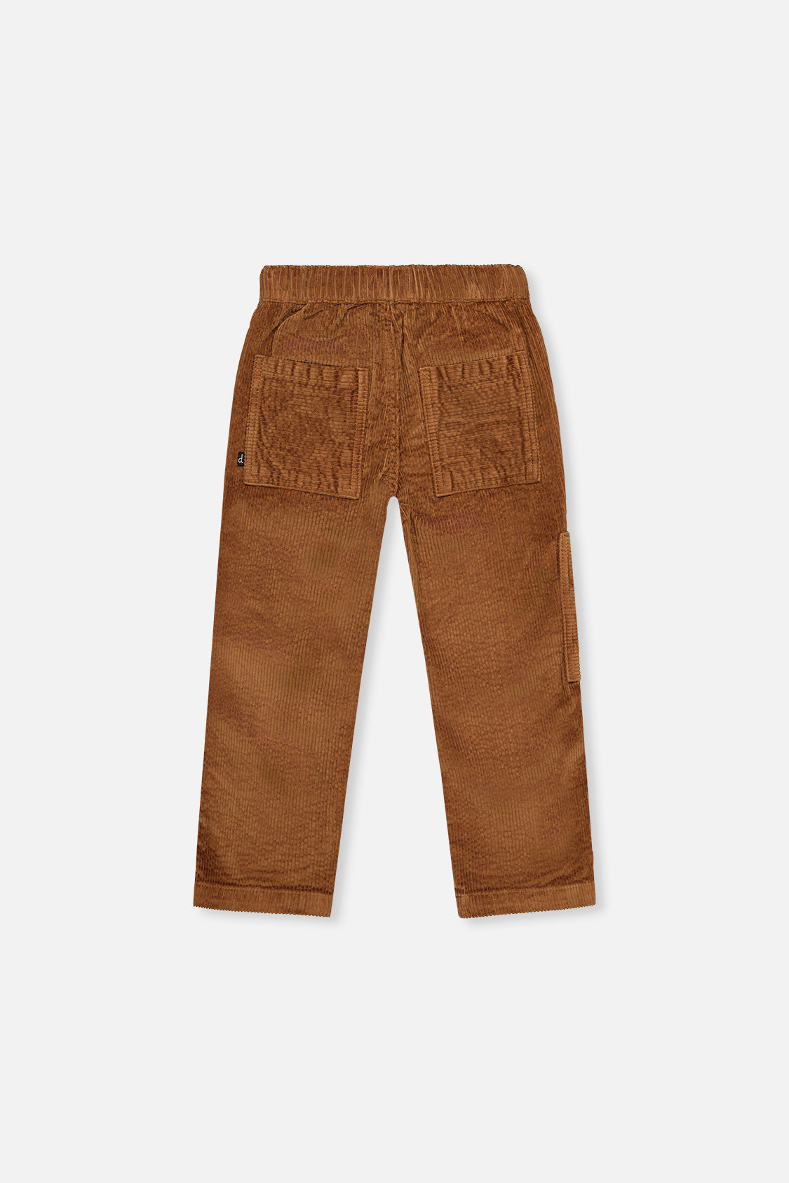 Deux par Deux boys' stretch corduroy pants with cargo pocket in brown sugar, back view