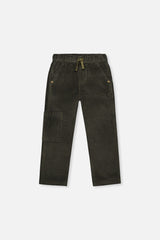 Stretch Corduroy Pants With Cargo Pocket Dark Grey-0