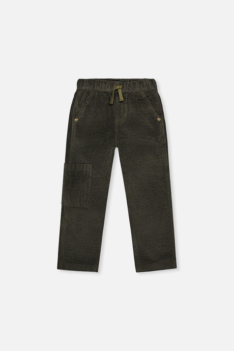 Stretch Corduroy Pants With Cargo Pocket Dark Grey-0