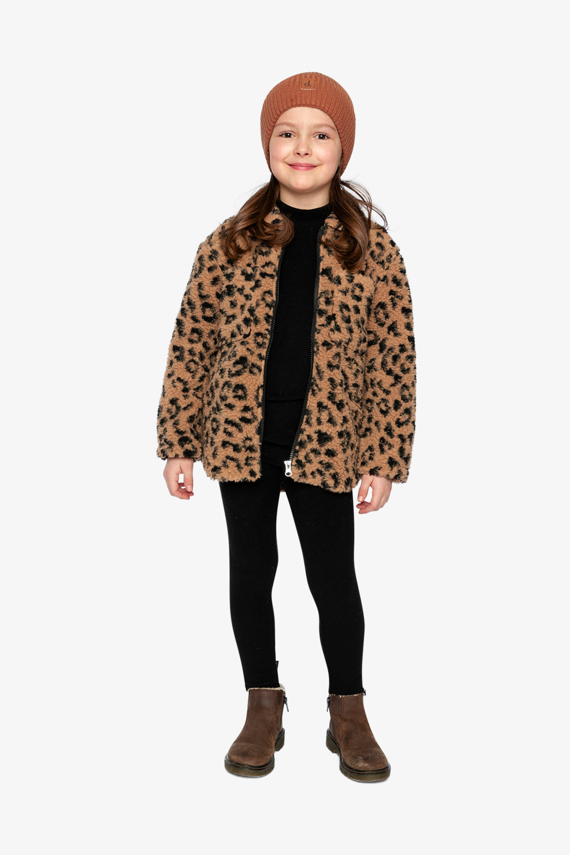 Zipped Sherpa Overshirt With Chest Pockets Leopard Fur-4