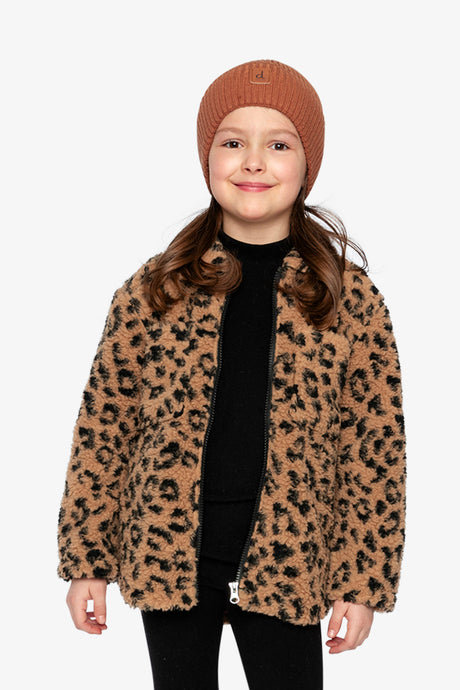 Zipped Sherpa Overshirt With Chest Pockets Leopard Fur-1