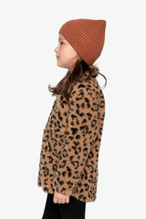 Zipped Sherpa Overshirt With Chest Pockets Leopard Fur-2