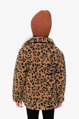 Zipped Sherpa Overshirt With Chest Pockets Leopard Fur-3