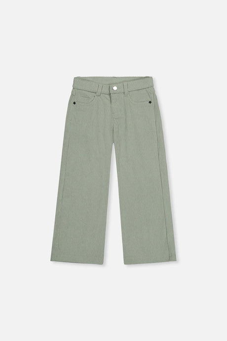Stretch Corduroy Wide Leg Pants Pale Turquoise by Deux par Deux, flat front view