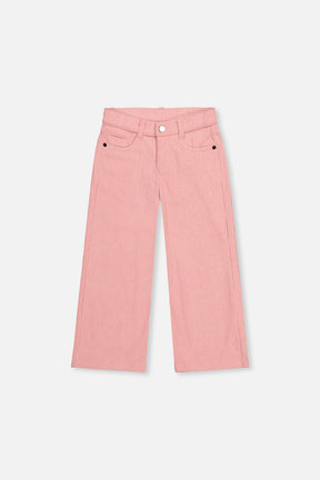 Stretch Corduroy Wide Leg Pants Pink by Deux par Deux, flat front view