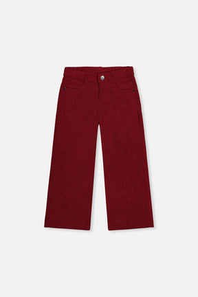 Stretch Corduroy Wide Leg Pants Reddish-Brown by Deux par Deux, flat front view