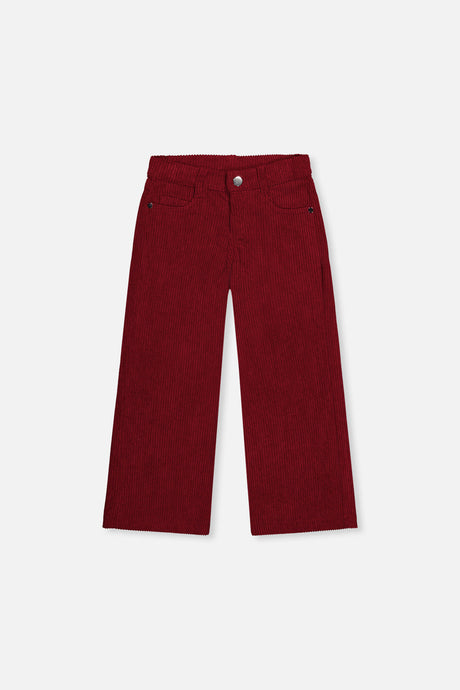 Stretch Corduroy Wide Leg Pants Reddish-Brown by Deux par Deux, flat front view