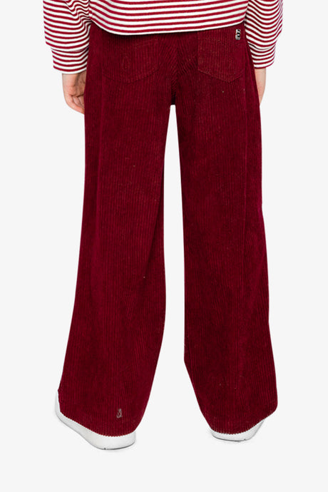 Child wearing the Stretch Corduroy Wide Leg Pants Reddish-Brown, back view