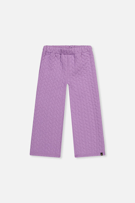 Wide Leg Jacquard Pants Purple by Deux par Deux, flat front view