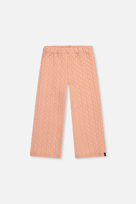 Wide Leg Jacquard Pants Pink by Deux par Deux, flat front view