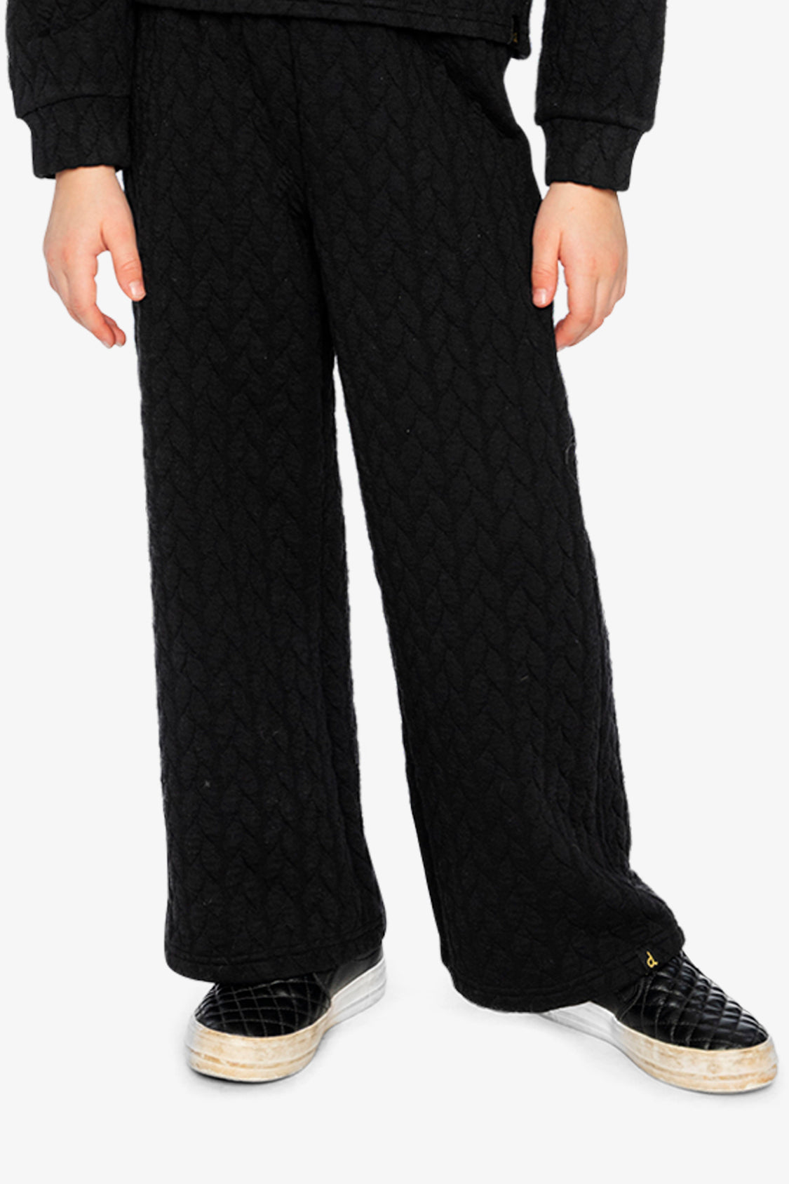 Wide Leg Jacquard Pants Black-1