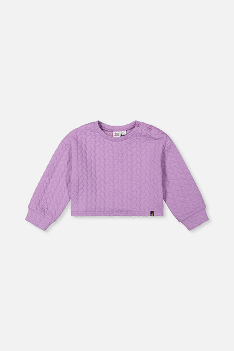 Jacquard Sweatshirt Purple by Deux par Deux, flat front view