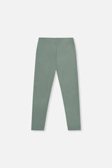 Deux par Deux girls' green rib leggings, flat back view