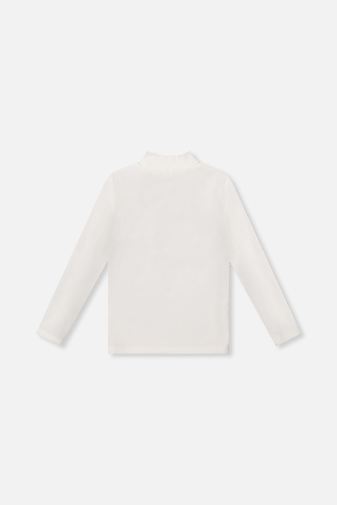 Deux par Deux girls' brushed rib mock neck top in off-white, back view