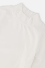 Deux par Deux girls' brushed rib mock neck top in off-white, view 6