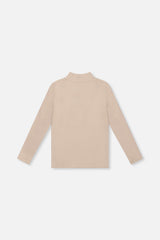 Deux par Deux Brushed Rib Mock Neck Top Beige product image P2