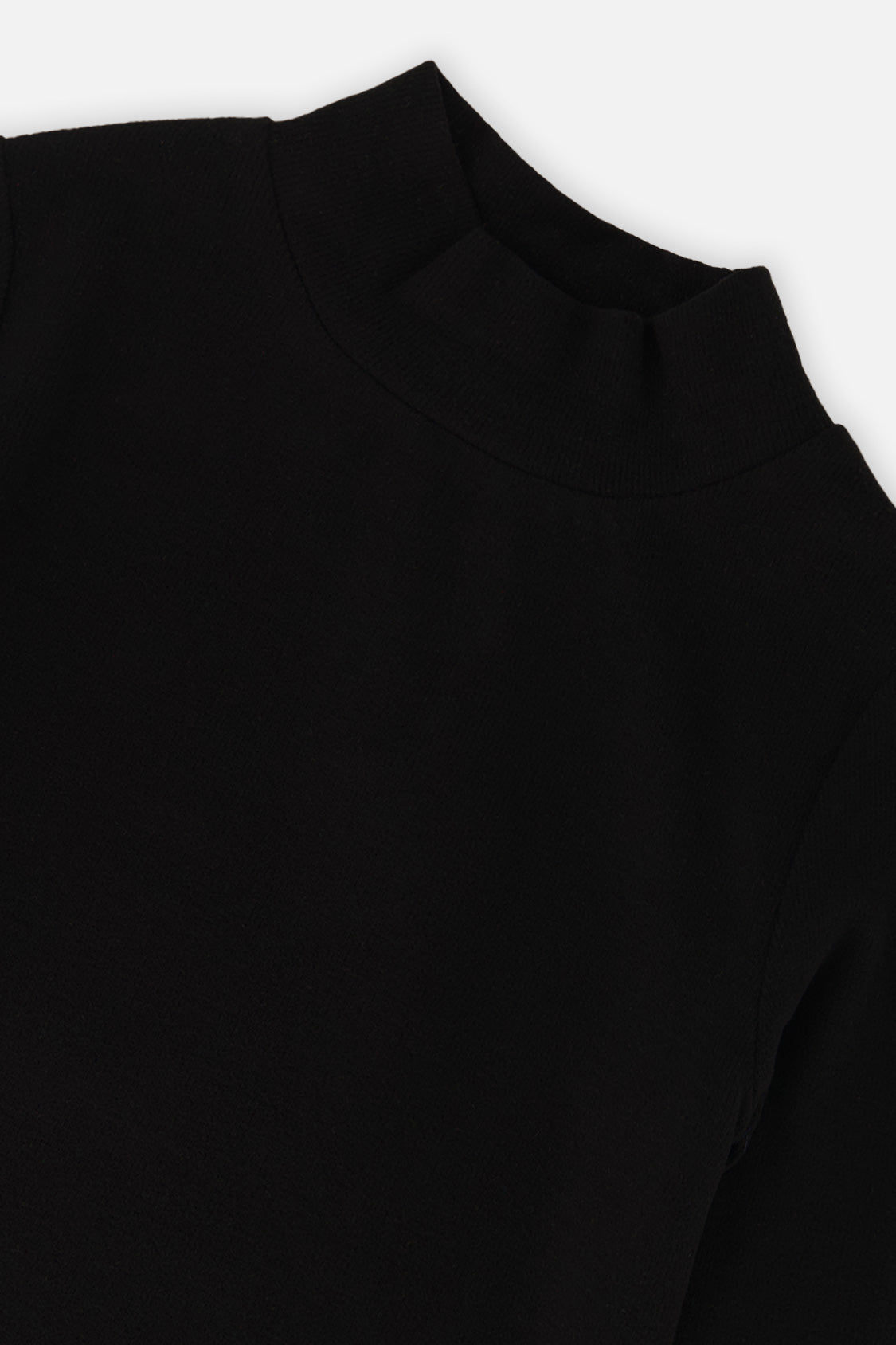 Deux par Deux girls' brushed rib mock neck top in black, view 6