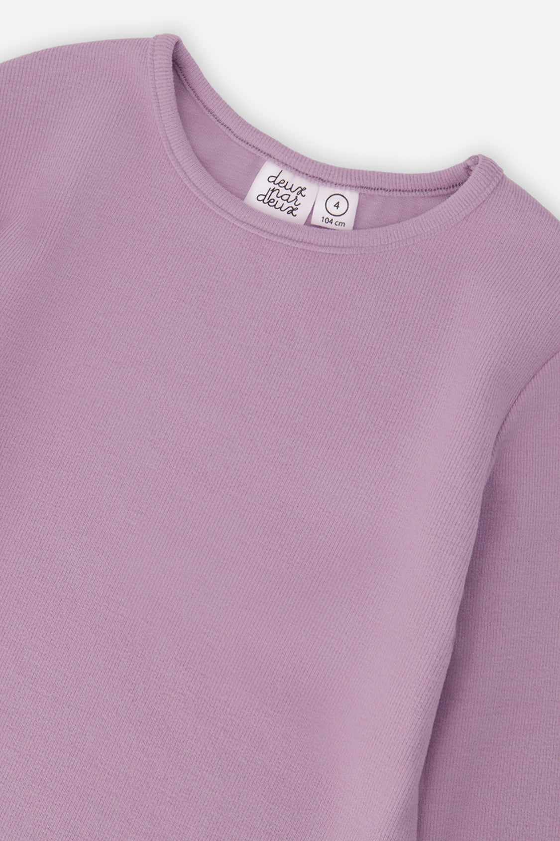 Deux par Deux girls' brushed rib crew neck top in violet, view 6
